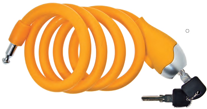 ART.LU 13 A Lucchetto a spirale in silicone 120 cm. x 12 mm arancio opaco ART.LU 13 A Lucchetto a spirale in silicone 120 cm. x 12 mm arancio opaco